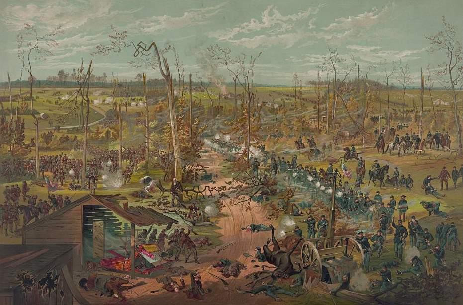 At Shiloh, some Union troops refused to fall back, and obeyed Grant s order to maintain that position at all costs. This image is titled Battle of Shiloh April 6 th 1862.