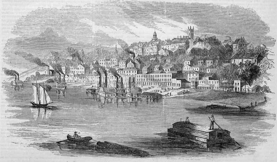 If Grant and his army cut the supply line at Vicksburg, the South would suffer greatly. This image is titled View of Vicksburg, Mississippi, 1855.