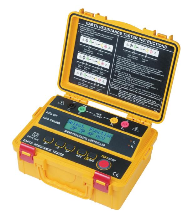 Specification E1612 Earth Tester Specification E1612 Earth Tester Accuracy: Earth Resistance: ± 2% rdg ± 3dgts Earth Voltage: ± 2% rdg ± 3dgts ENVIRONMENTAL Temperature & Humidity: Operating: 0 C ~