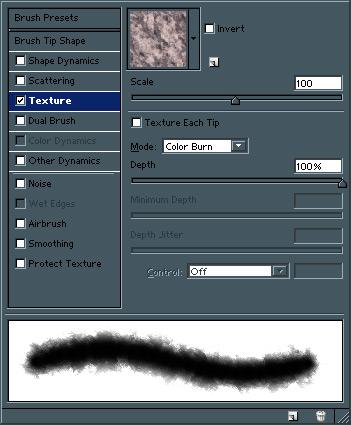 Select the pattern we just made from the menu of available patterns. Repeat the brush motions that we used to define our basic sphere, only this time we're adiding texture to the planet.