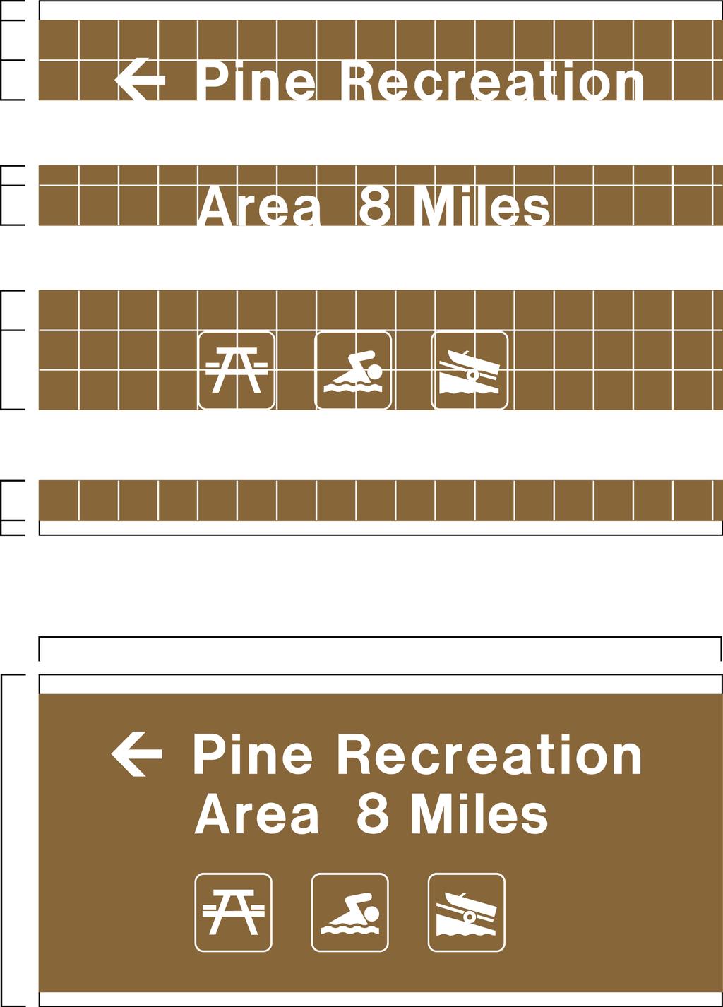 EP 310-1-6a Directional Sign with Three Symbols Two formats, one shown below and one on the following page, are provided for placing symbols indicating services on an pproach Roadway Directional sign.