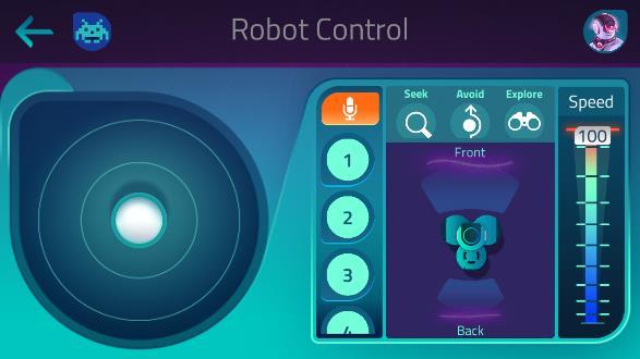 Control Robot Control Time to take Cue for a spin. Hear witty comments from your favorite Avatar as it critiques your driving skills.