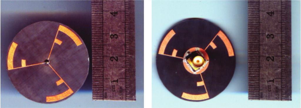 4 Antennas and Propagation Figure 3: The fabricated UWB omnidirectional microwave antenna (top view and bottom view).