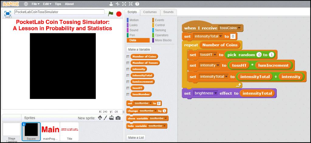 Figure 13 Programming Challenge Modify the Scratch Program to Simulate Rolling Dice A challenge for computer science students is to make appropriate modifications to the coin tossing Scratch program