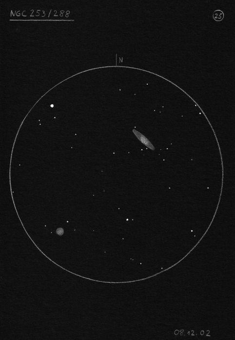 NGC 253 and NGC 288 - Contributed by Uwe Glahn If you've got a wide field instrument capable of giving you a true field of around 2.