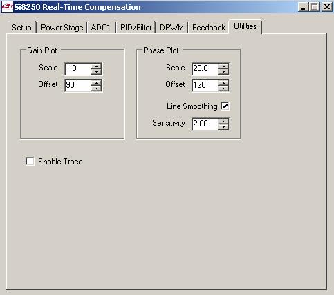 3.7. Utilities GUI The Utilities GUI (Figure 8) provides the means to adjust the scale of the frequency plots that appear in the Bode Plot GUI.