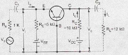3. For the common base circuit shown in figure, transistor parameters are h ib = 22Ω,h fb = -0.98, h ob = 0.49µA/V, h rb = 2.9*10-4.