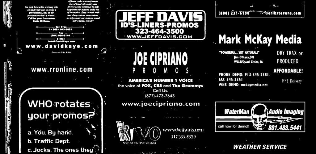 COM JOE CPRANO PR O M O S AMERCA'S NUMBER VOCE the voice of FOX, CBS and The Grammys Call Us. (877)- 473-7643 www.joecipriano.