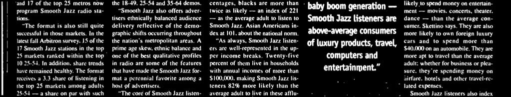 features that have made Smooth Jazz a perennial favorite among a host of advertisers." is. understandably. Oldies. Additionally.