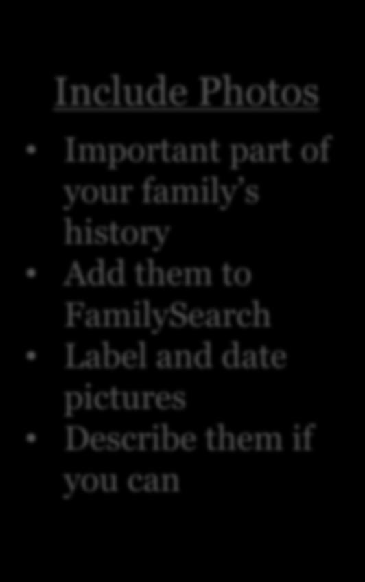 Include Photos Important part