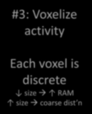 dat #3: Voxelize activity Each voxel is discrete size RAM size coarse
