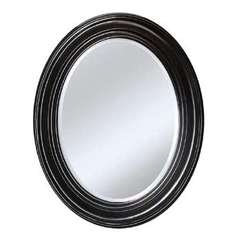 Elegant Beveled Mirror Hangs Horizontally or Vertically Outside Dimensions 24 x 31 White Oval