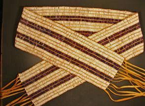 Two Row Belt Not given. Beaded Length: 60.2 inches. Width: 6.0 inches. Total length with fringe: 84.2 inches. 325 columns by 13 rows. Total: 4,225 beads. after Tehanetorens (1999) Beaded Length: 28.