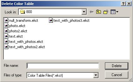 Deleting a custom color table To delete a custom color table: 1. Open the Brightness and Contrast Control application. 2. Select Color Tables>Delete.