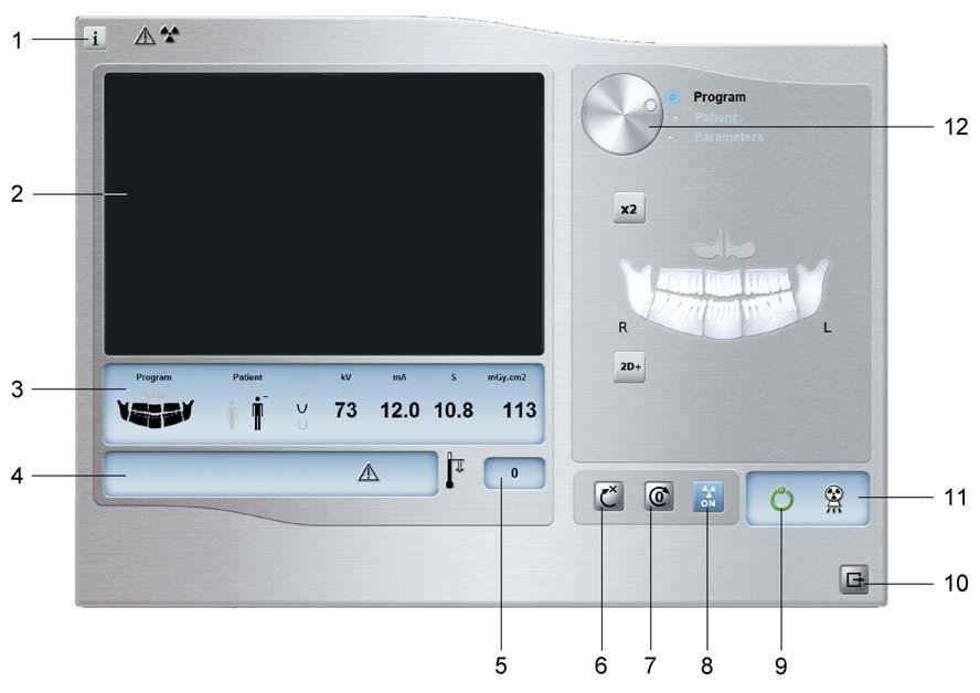 Acquisition Interface Acquisition Interface Overview The Acquisition interface is the main interface of the CS 8100 that provides you with imaging acquisition functions.