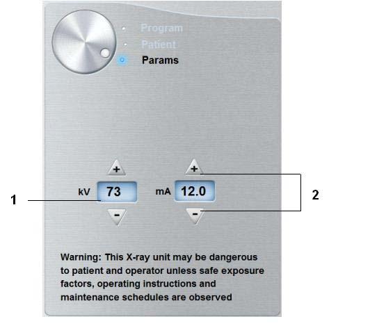 Parameter Pane The Parameter Pane enables you to choose exposure parameters for the radiological image acquisition.
