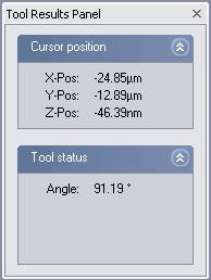 THE TOOLS BAR Measure Angle Calculates the angle between two lines. In Line graph-type displays, this tool can only be used when the chart displays data that has the unit meters.