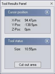 THE TOOLS BAR The Tool status section of the Tool Results panel displays the calculated Length and DeltaZ of the selected line.