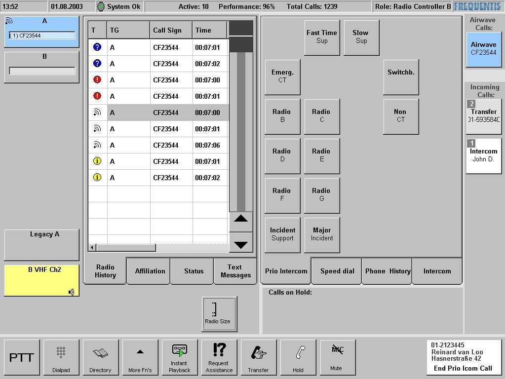 Graphical User Interface 3 Telephony Call Queue area. Here the call queues the user is assigned to are displayed. 4 Calls on hold area. Up to 4 calls can be put on hold. Tab.
