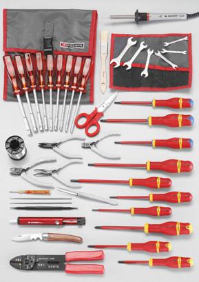 1 Electronics Tool sets 31-piece tool set CM.EL29 Supplied loose. D : 1,9 kg. AN 3 Screwdrivers for slotted heads 3x75-4x100-5.5x150 mm ANP 3 Insulated screwdrivers for PhillipsJ heads no.