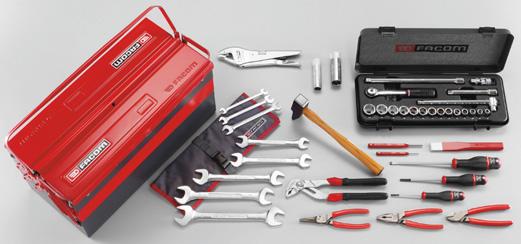 Motor mechanics tool sets Essential 41-piece tool set with 5-compartment toolbox BT.11A 2143.M Basic tool set, ideal for workshops, training and technical colleges. 470 x 220 x 215 mm. D : 10,5 kg.