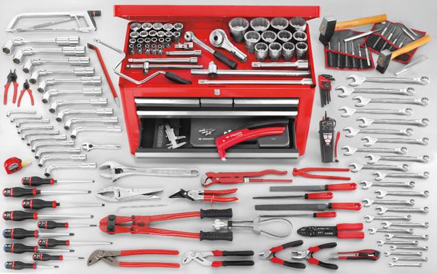 1 Plant and equipment maintenance sets 150-piece metric and inch tool set with chest BT.66 2174.MAG5 670 x 415 x 361 mm. D : 77,4 kg. Tool sets 440.JE24 24 Combination wrenches 6 to 32 mm 75.