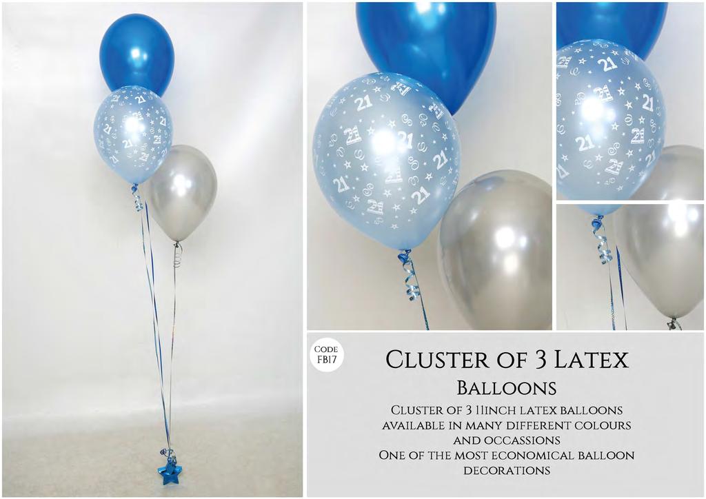 \ CODE FB17 CLUSTER OF 3 LATEX BALLOONS CLUSTER OF 3 11INCH LATEX BALLOONS AVAILABLE