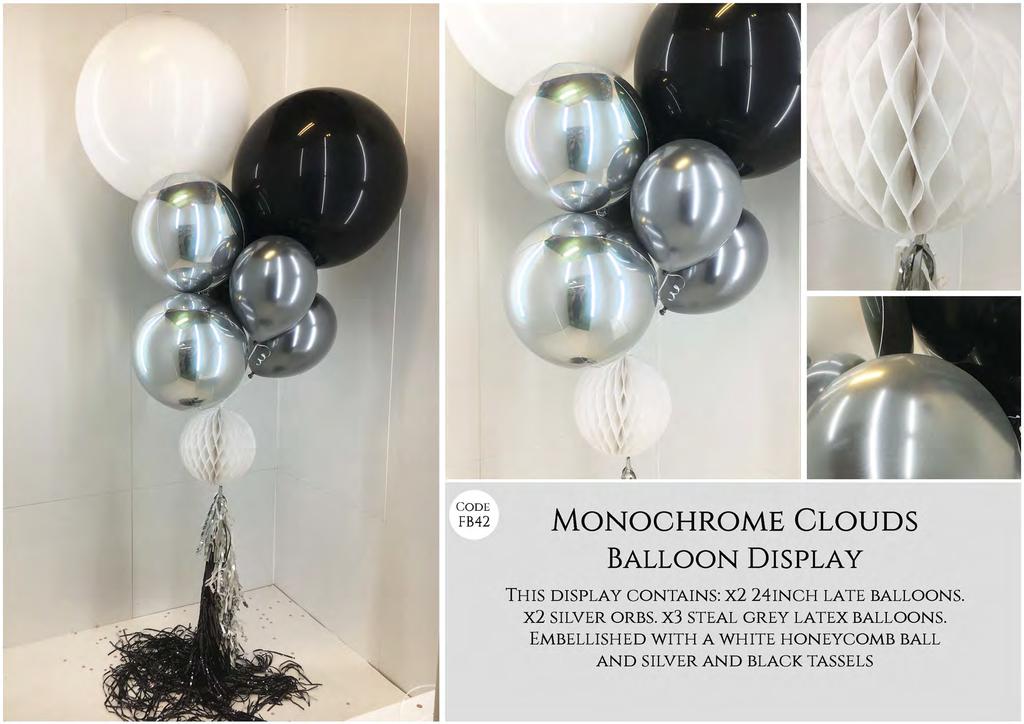 ~~~~ MONOCHROME CLOUDS BALLOON DISPLAY THIS DISPLAY CONTAINS: X2 24INCH LATE BALLOONS.