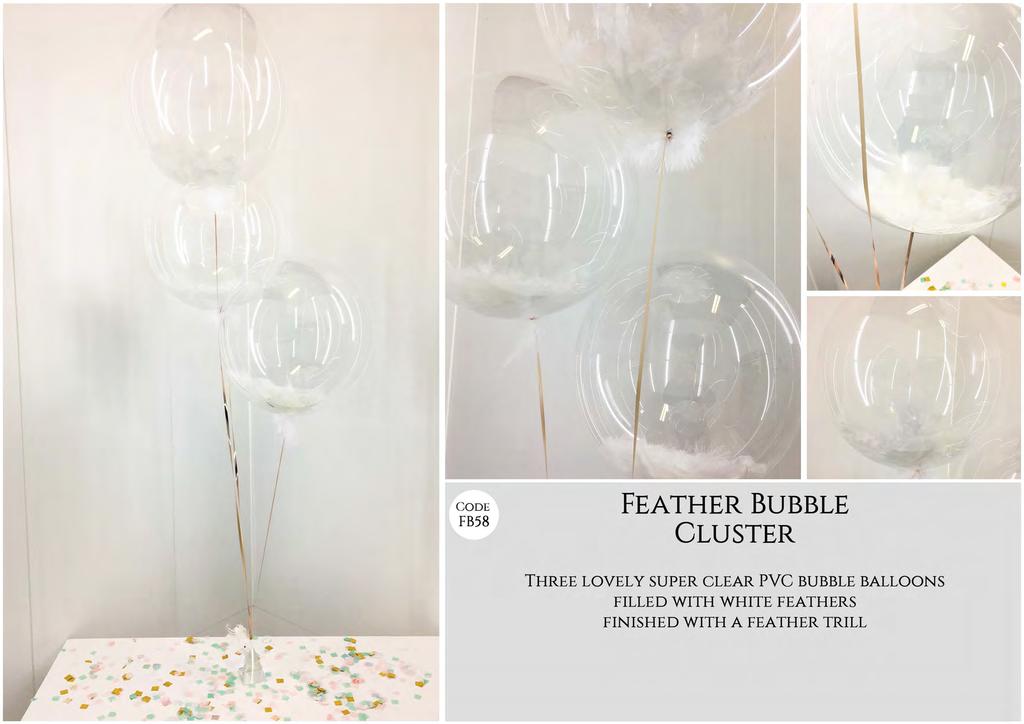 \ ~ I \ I C ODE FB58 FEATHER BUBBLE CLUSTER THREE LOVELY SUPER CLEAR PVC BUBBLE