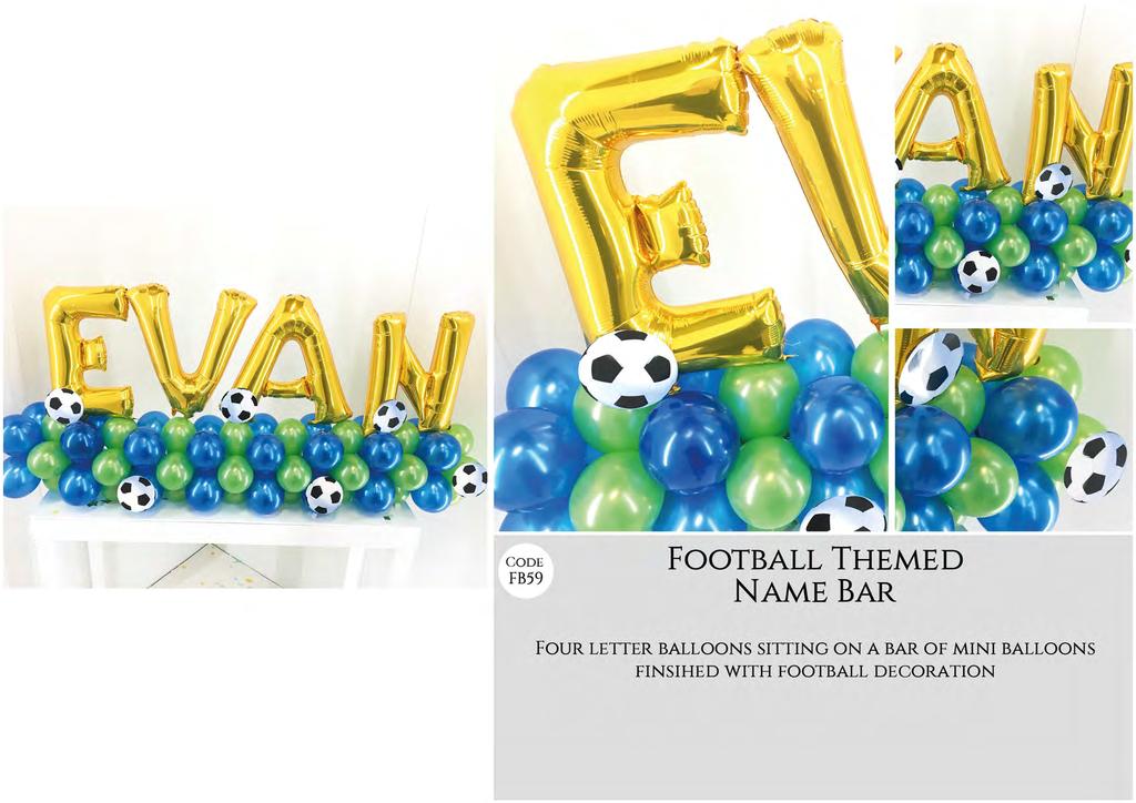 C ODE FB59 FOUR LETTER BALLOONS SITTING ON A BAR