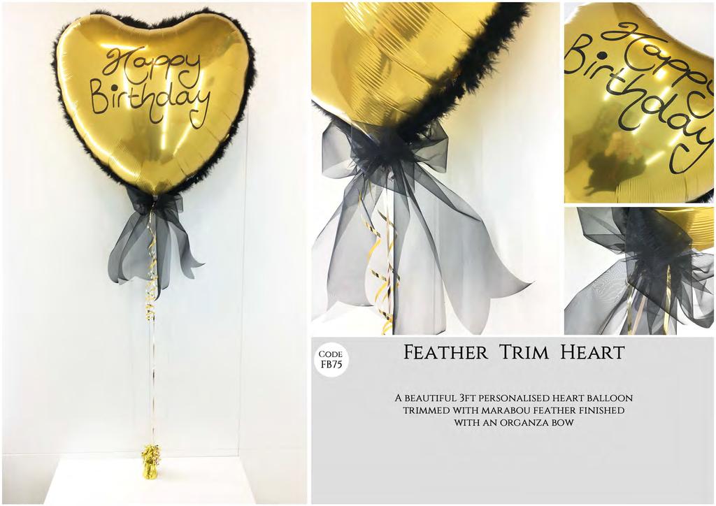 C ODE FB75 FEATHER TRIM HEART A BEAUTIFUL 3FT PERSONALISED HEART