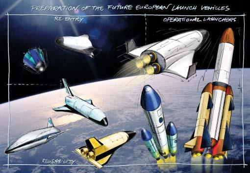 Artist s impression of some current FLPP concepts concerns expressed by the Russian partners regarding the launcher acoustic environment and optimisation of the facility s exploitation by