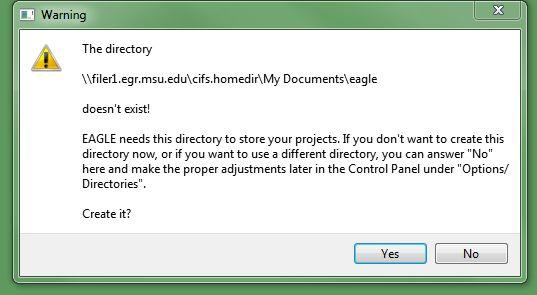 Figure 2: Creation of a Directory Selecting Yes will open up a control panel.