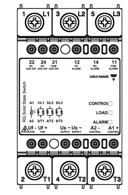 .AF Terminals labelling: 1/L1, 2/L2, 3/L3: Mains connections 2/T1, 4/T2, 6/T3: Load connections A1(+):