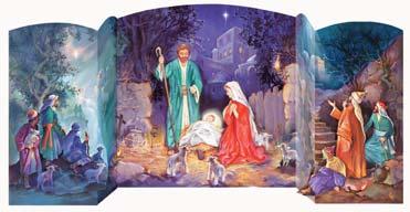95 Nativity Triptych C218A Bible References with Pictures 16 x11 1/2 $8.