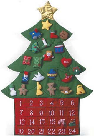 $27.95 O Christmas Tree KB8910 This beautifully crafted Advent calendar comes with velcro affixed stuffed figures that are removed from the pockets and added to the scene each