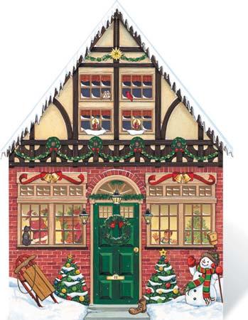 Wooden Advent Calendars Christmas House BAC01 The Christmas House calendar features 24 numbered doors behind which you can hide candies or small surprises (not included) for each day.