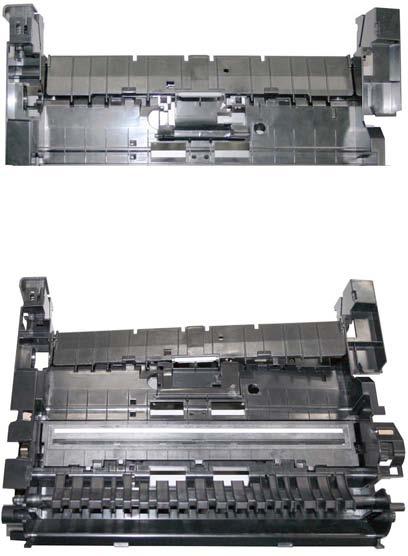 (Page 3-8), (Page 3-9) 3) Bend the base 1 on the right side and the document pressure plate 2 to 4) Remove the mounting plate with unhook the fitting part 3 on the right attached PCB and the pulley