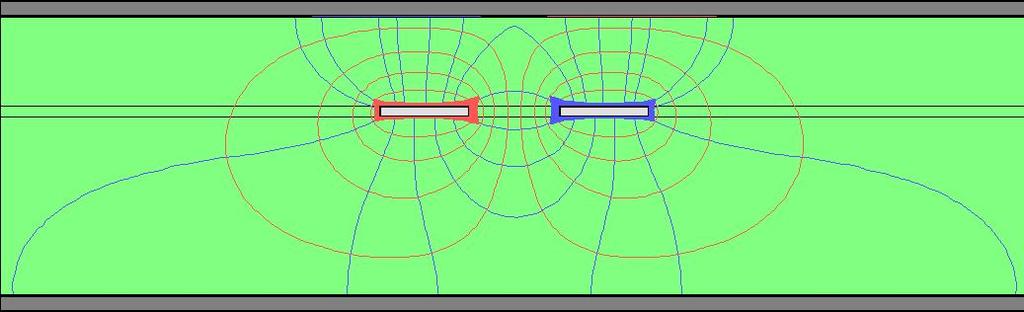 Electric/Magnetic Field Lines Asymmetrical Stripline