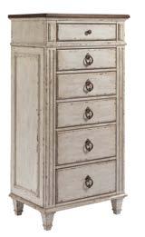 top left drawer flips down and pulls out pages: 4/5, 6/7 513-215 Drawer Chest W40 D19 H54 Five drawers, hand holds in back of case,