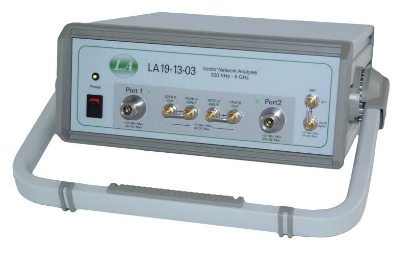 8 GHz Vector Network Analyser Product overview 300 khz 8 GHz range 120 db dynamic range Flexible architecture 200µs sweep speed Signal generator mode Outstanding value The LA19-13-13 is a PC-driven