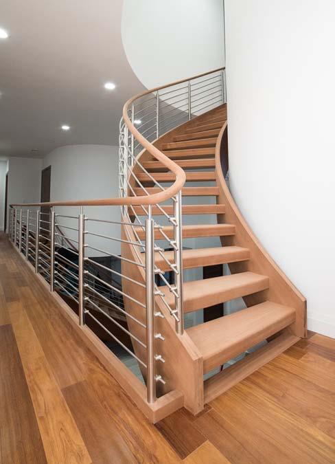 Stair safety: Serving comfortable and protected access to the various floors despite and open and airy feel. Attention to balustrade spacing throughout corners and transitions.