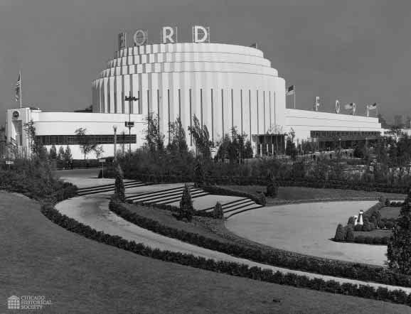Ford Building and gardens at Chicago s A Century of Progress World s Fair, 1933 34. This image is for classroom reference and research use only.