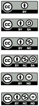 6 Creative Commons Licenses Attribution CC-BY This license lets others distribute, remix, tweak, and build upon a work, even commercially, as long as they credit the original author for the original