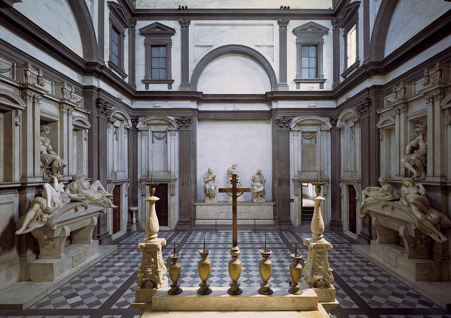 Artist: Michelangelo Title: New Sacristy (Medici Chapel) Date: 1519 34 Made chief architect of the Medici in 1515 Created the tombs of