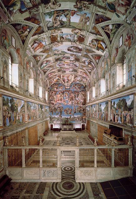 Title: Interior, Sistine Chapel Medium: n/a Size: The ceiling measures 45' X 128' (13.