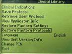 TABLE OPERATION OF CONTENTS RESTORING FACTORY PROTOCOLS Vectra Vectra Genisys Genisys Ultrasound Laser If necessary, you can choose to restore the user-defined protocols to the unit s original