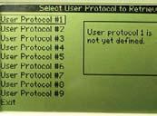 OPERATION SELECTING A USER-DEFINED PROTOCOL (continued) 4. Use the Down Arrow button to highlight the appropriate protocol.