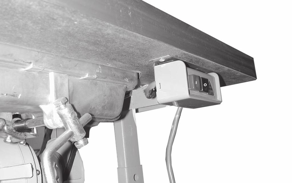 13. Mount the Power Switch under the table top, on the operator s side. Use the supplied hardware.