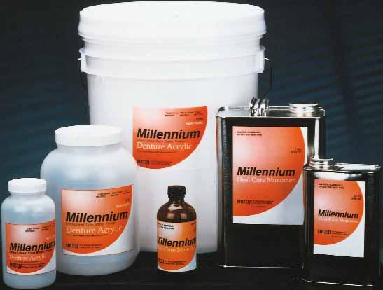 MILLENNIUM HEAT CURE ACRYLIC A superior quality highly impact-resistant denture material which has been chemically engineered to resist material fatigue, while maintaining a highly developed standard